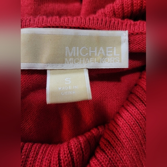 Michael Michael Kors - Red,Cowl Neck, Fringed Sweater - Size S Valentine's Day - Picture 3 of 7